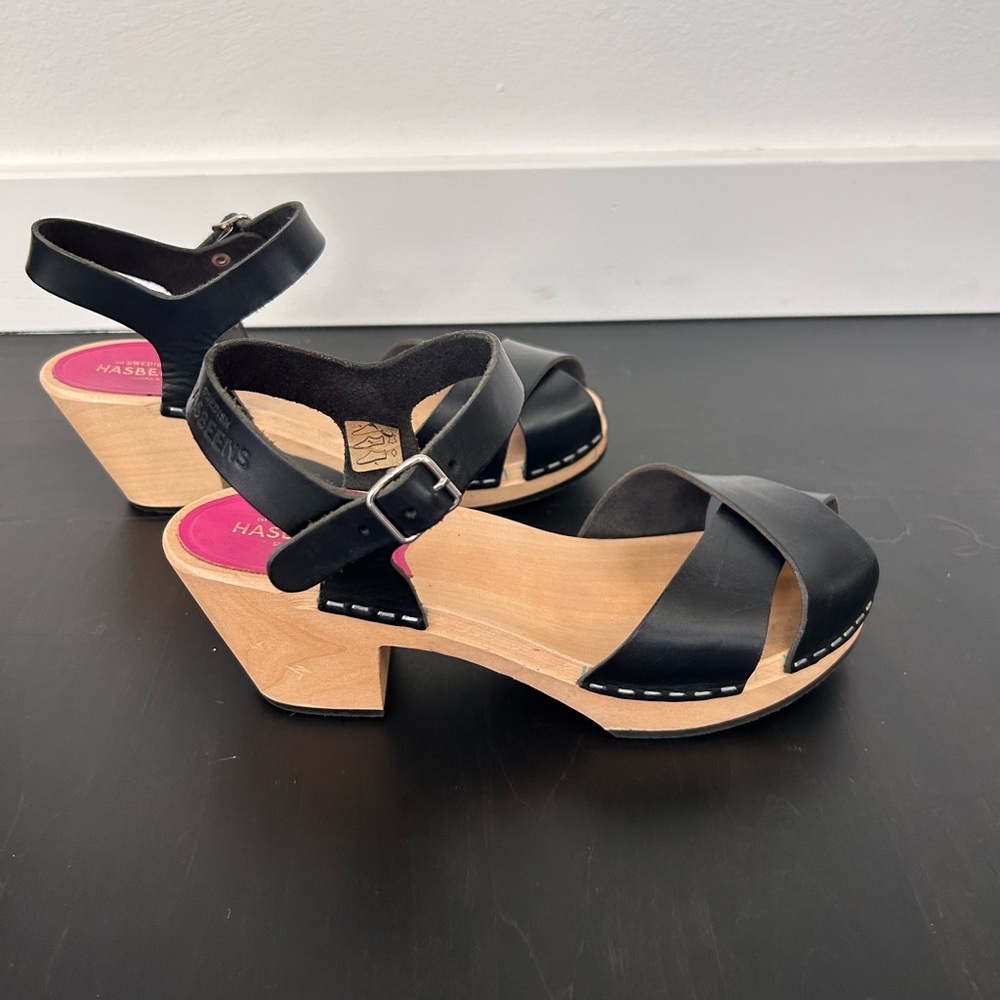 Women's Swedish Hasbeens Mirja clog sandals black